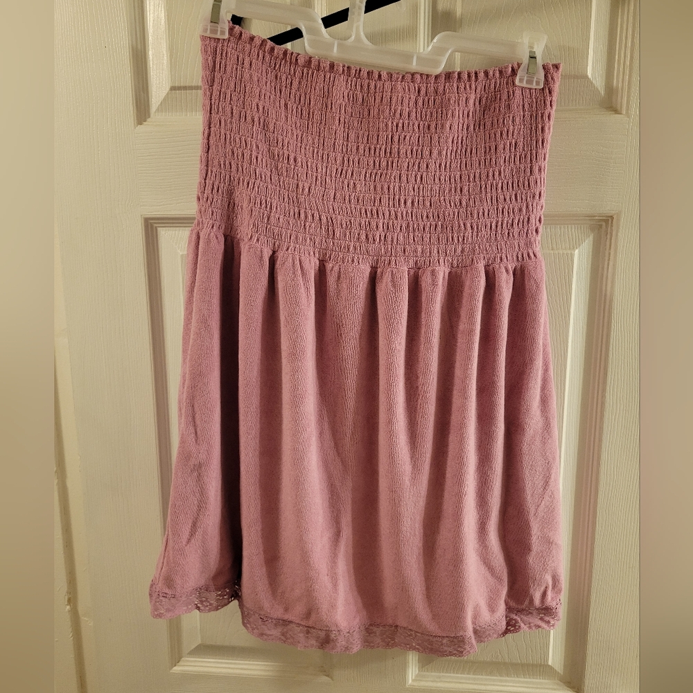 Pink Smocked Women's Strapless Dress/cover Up Size L NWT
